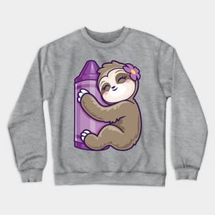 Purple Crayon Coloring Sloth back to school gifts Crewneck Sweatshirt